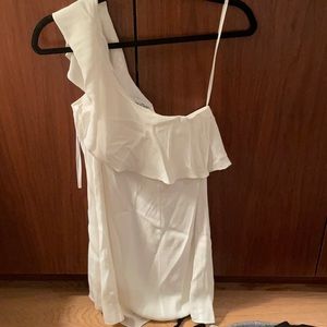 White privacy please one shoulder mini dress